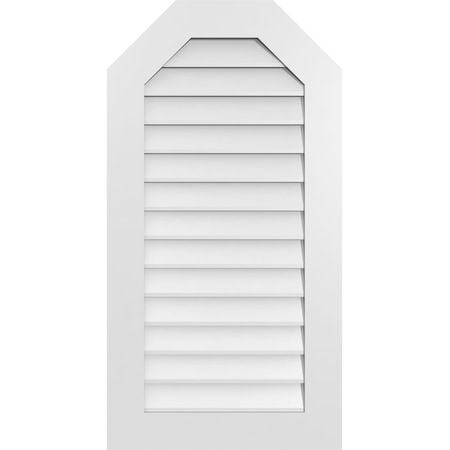 Ekena Millwork Octagonal Top Surface Mount PVC Gable Vent w/ 3-1/2"W x 1"P Standard Frame, 22"W x 42"H GVPOT22X4201SN